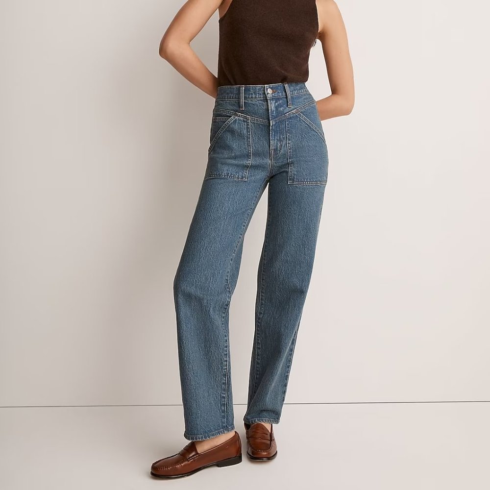 Madewell The Perfect Vintage Wide-Leg Jean in Vintage Indigo Wash: Patch-Pocket